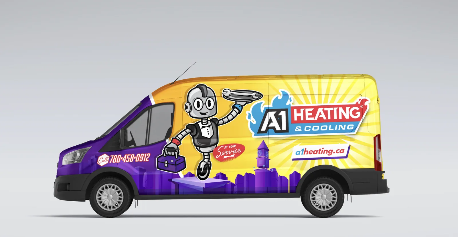 A1 Heating — Van Wrap Mockup